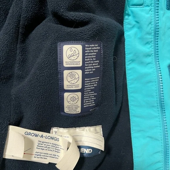 Lands' End Kids' Medium Size 8 Two-Tone Blue Waterproof Raincoat Winter - Picture 6 of 14